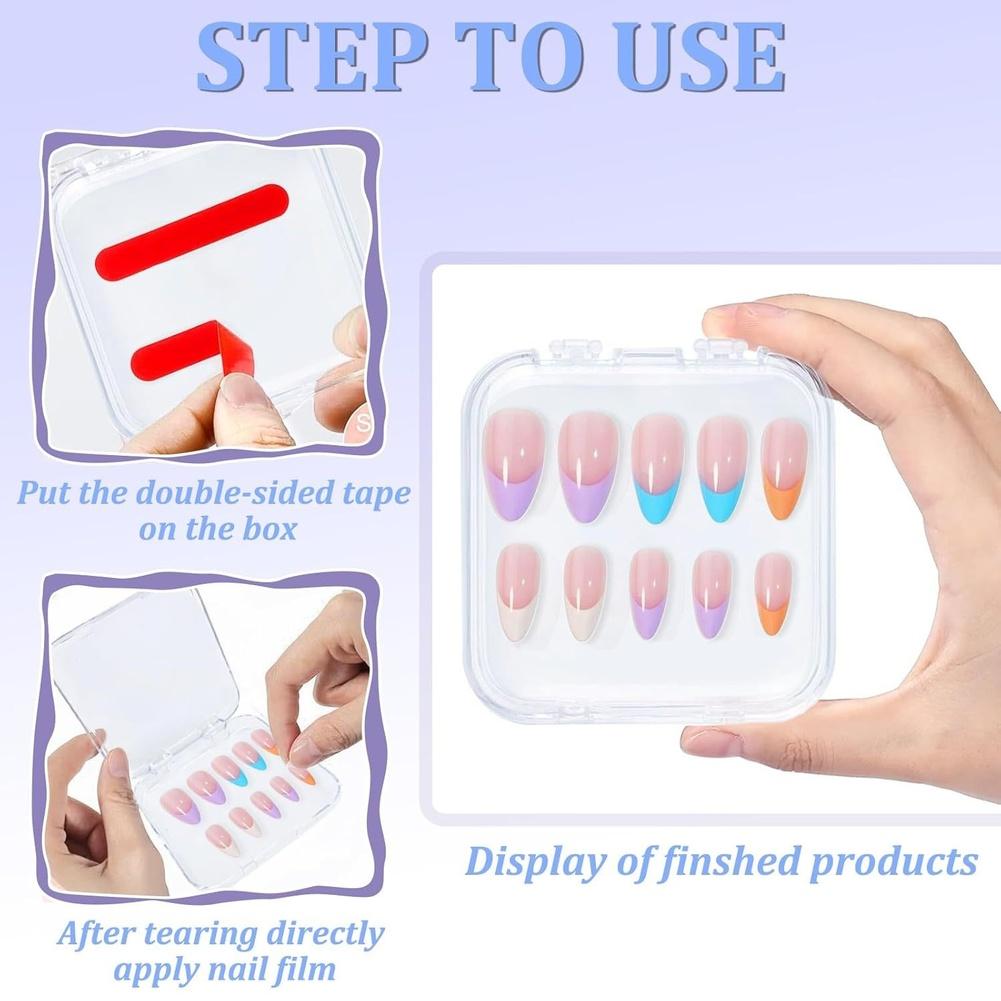 1set Nail Display Box And 1set Of Accessories Acrylic Nail Display Box With Double Sided Tape For Press On Nails Storage Case
