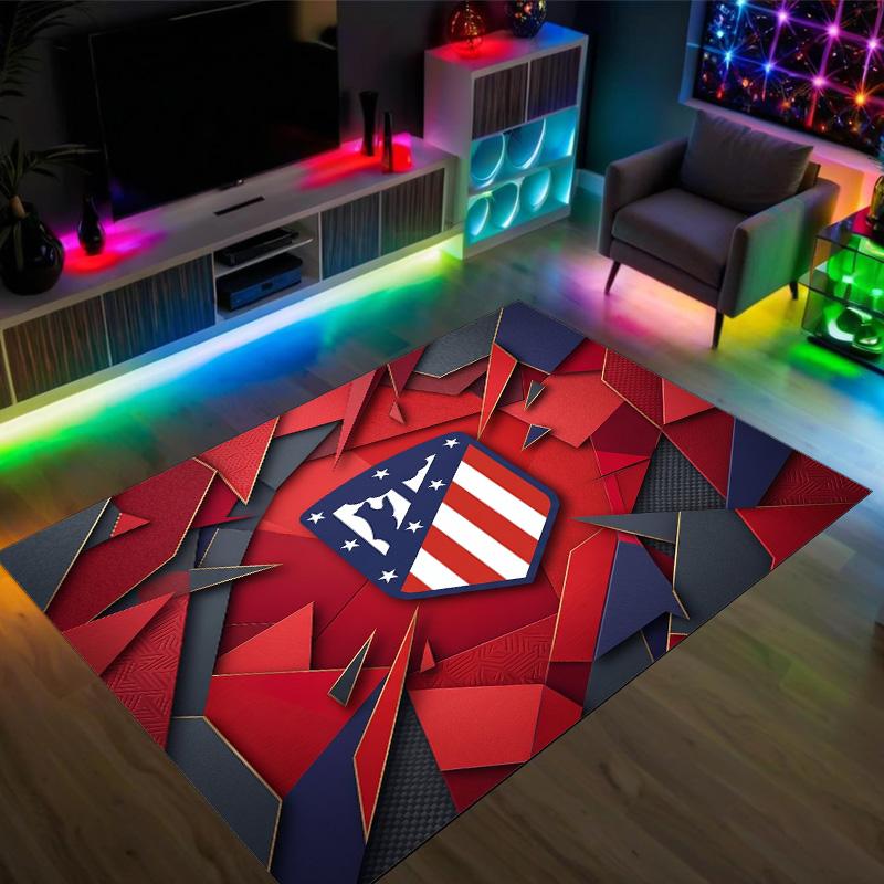 Atletico Madrid Design Crystal Velvet Carpet Cozy Non?Slip Printed Rug For Bedroom Living Room Entrance