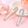 Silver Tone Rhinestone Safety Pin Silver Buckle Jewelry Large Brooch Luxurious Safety Clothing Pin for Scarf Women Shiny Fashion