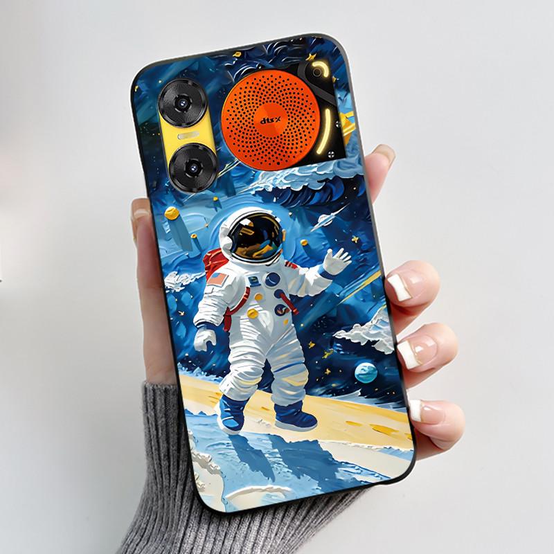 Custodia per Telefono Per ZTE Nubia Music 2 Custodia Z2460 Z2353 Estetica Gatto Carino Astronauta Nera Morbida TPU Silicone Copertura Protettiva Integrale