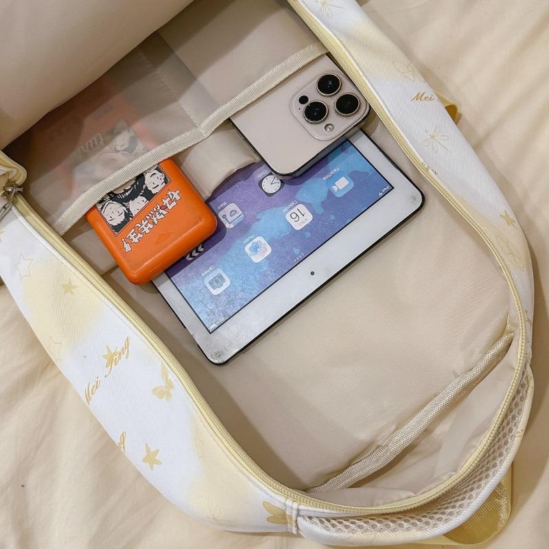 The new Japanese ins high-value, fresh, sweet and cute butterfly graffiti backpack, lightweight backpack for junior high school students