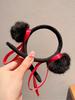 1Pcs Red Nezha Headband for Women Fluffy Ball Headpiece Cute Pom Hair Accessory Chinese Costume Headwear