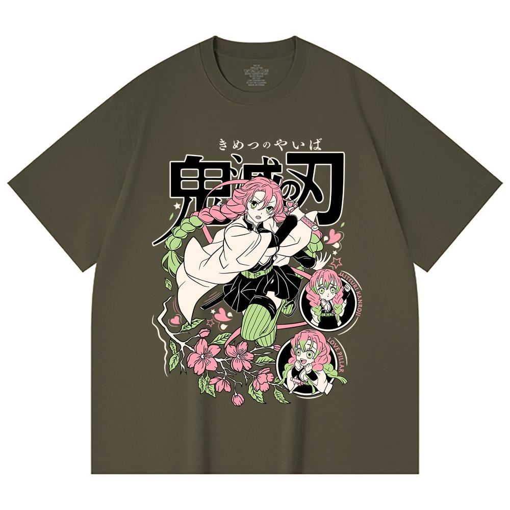 230 Gsm 100% Cotton Demon Slayer V6 Mitsuri Print Unisex Heavy Cotton T Shirt