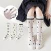 3Pairs/Set Children Summer Sweet Mesh Thin Bow Long Socks For Girls Lolita Lace Sock Casual Bow Stockings