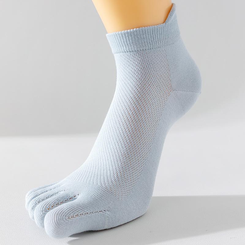 Female Summer Mesh Cotton Anti Pilling Anti Skid Short Tube Five Finger Socks