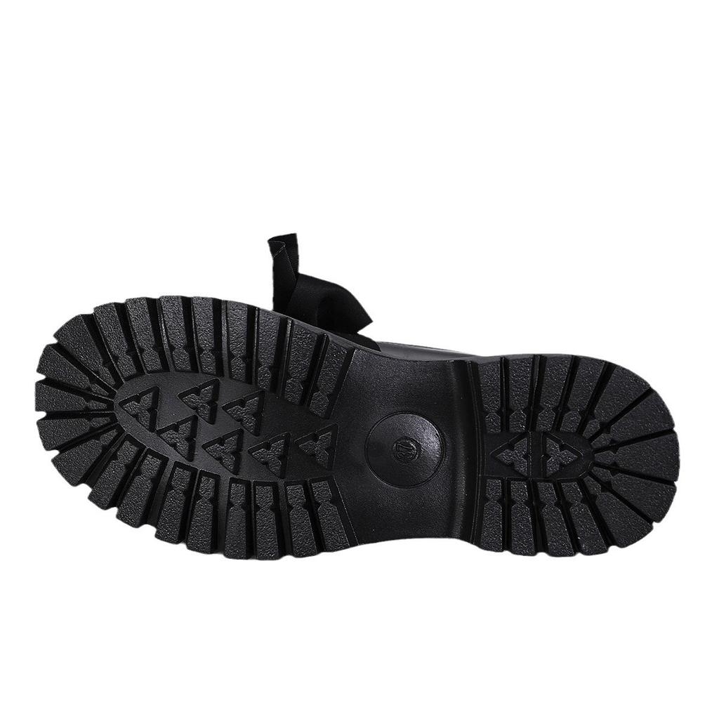 Black Women's Autumn New Niche Bow Thick-soled Round Head Versatile Shoes
