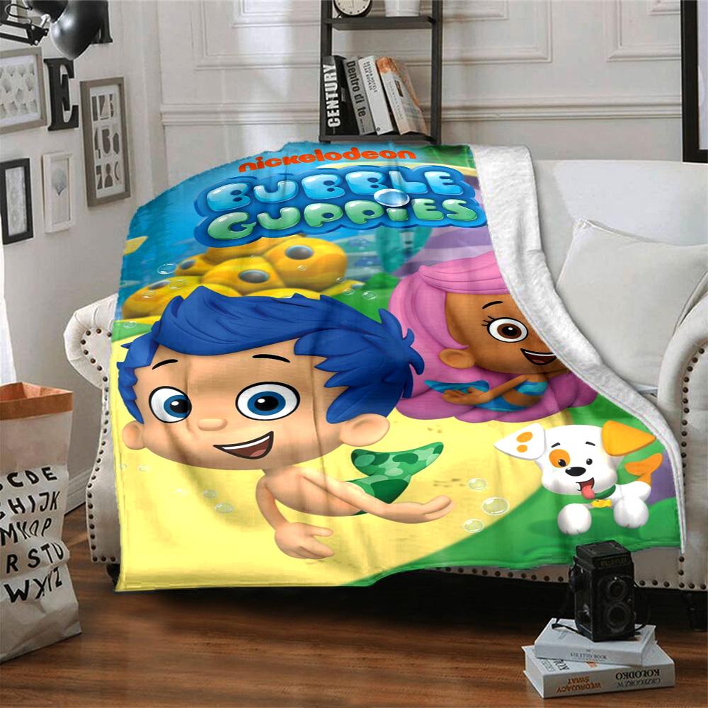 Bubble Guppies Adventure Flannel Blanket Super Soft Warm Cozy Blanket For Sofa Bed Office Travel Allseason Home Decor Gift