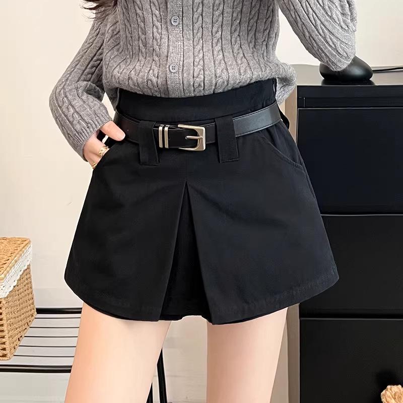 Khaki High-Waisted A-Line Skort - Women s Spring/Autumn 2026 Collection, Slimming Petite Workwear Style M