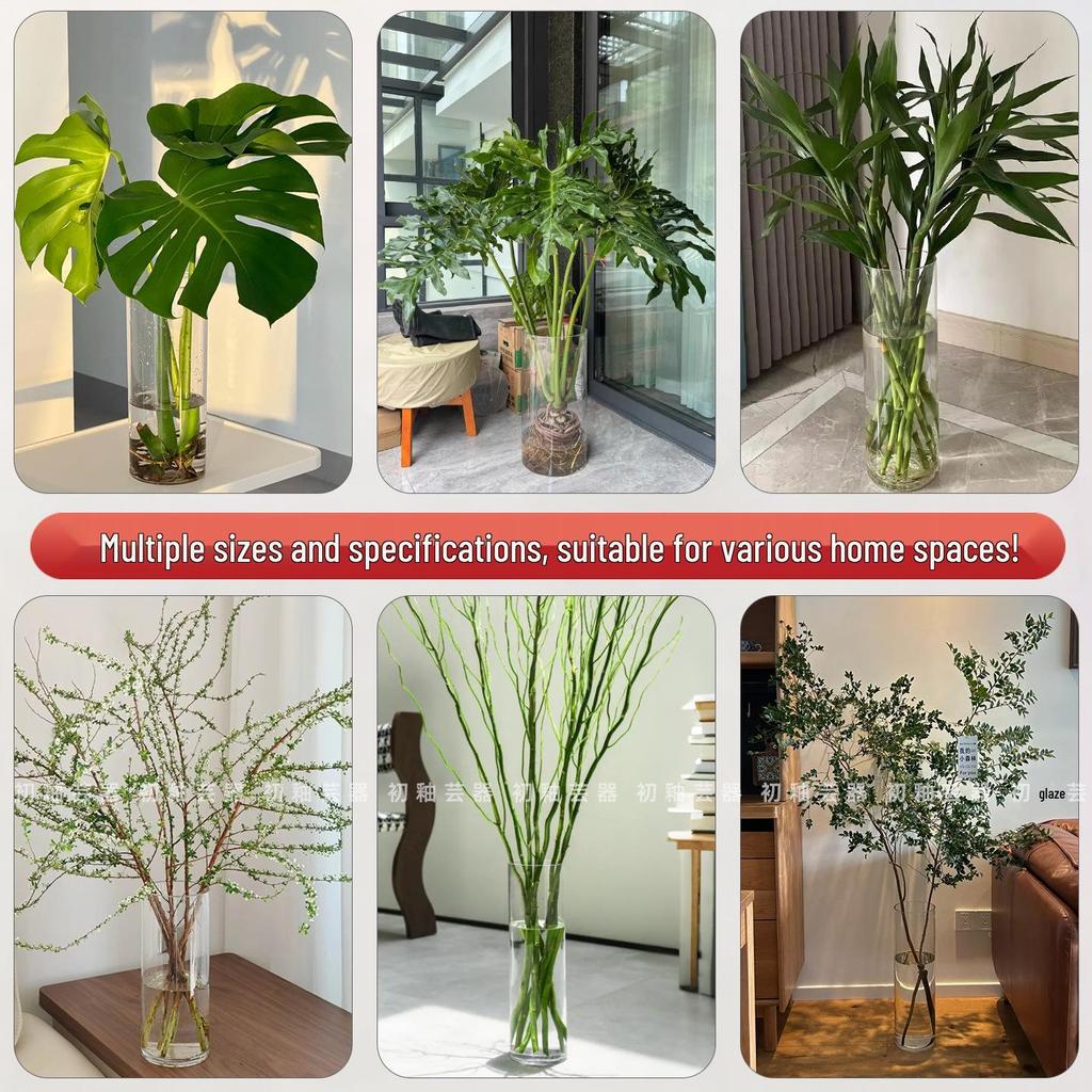 Large Transparent Anti-Drop Flower Vase for Lucky Bamboo - Plastic Imitation Glass Hydroponic Container