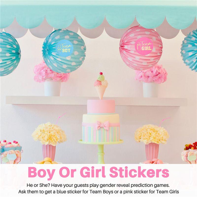 Good-48 Pieces Gender Reveal Stickers Games Team Boy & Team Girl Perfect Gender Reveal Party Supplies Boy And Girl Stickers