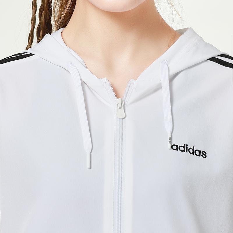 Adidas Neo Training Sports Striped Loose Hooded Jacket Women Jackets White H36745