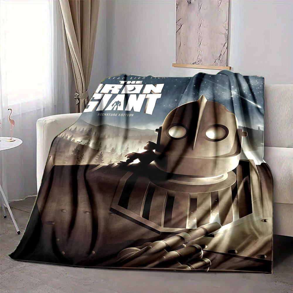 

1pc Iron Giant Movie Poster Flannel Throw Blanket - Lightweight Soft Warm All-Season Blanket for Sofa, Bed, Travel, Camping L1029106 80x120cm