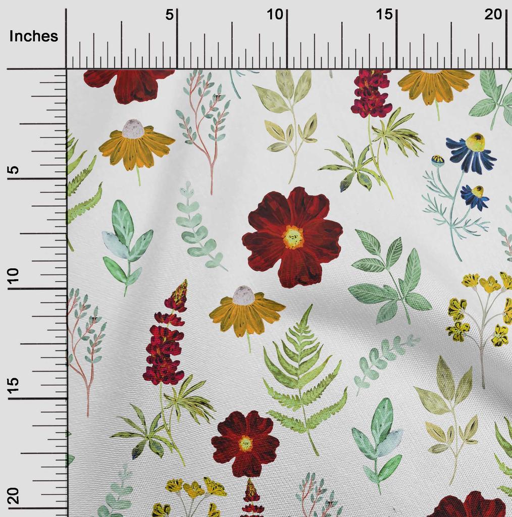 oneOone Cotton Poplin Brown Fabric Floral Watercolor Sewing Craft Projects Fabric Prints By Yard 42 Inch