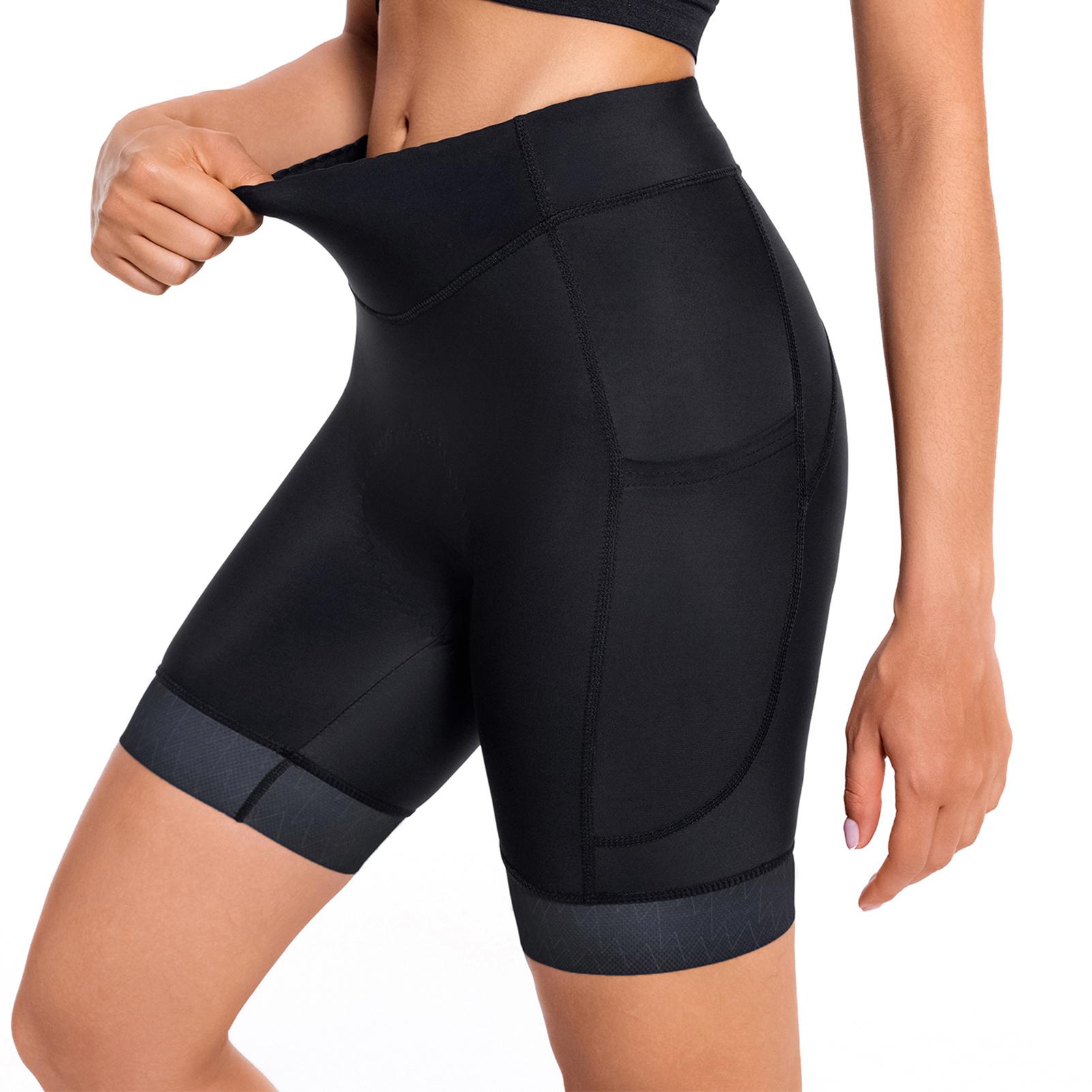 

High Waist Sweat absorbing Sports Fitness Silicone Shock absorbing Cushion Bike Road Riding Women s Four Split Shorts EU Size L чёрный