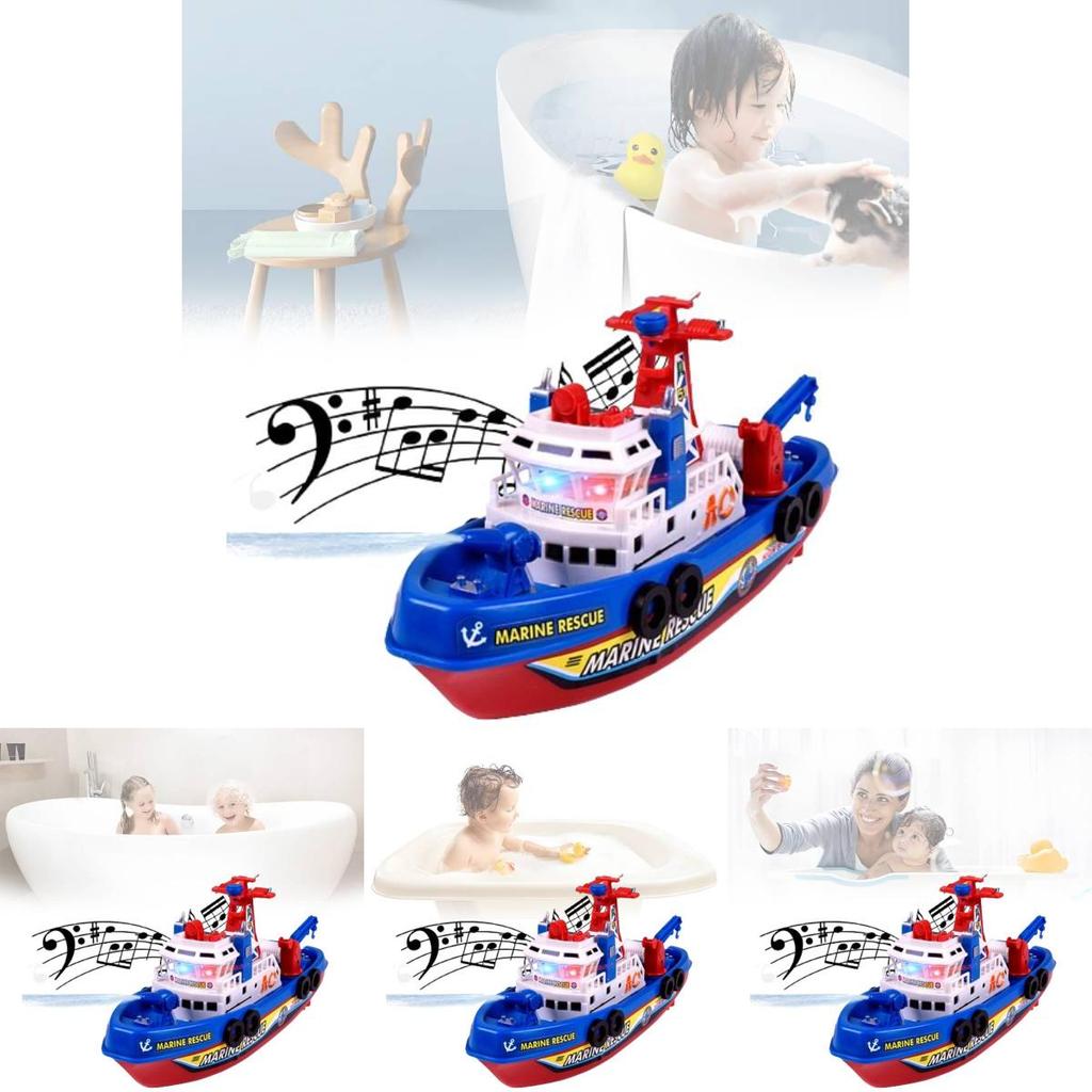 Colorful Electric Fireboat Toy For Kids With Water Spraying Music And Lights Features