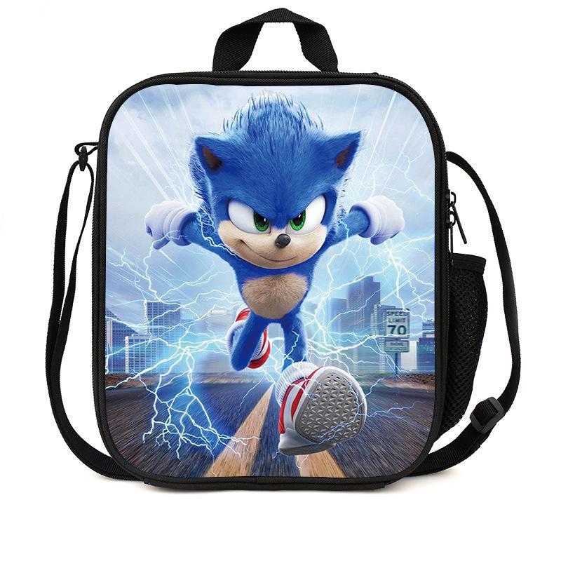 Sonic Lunch Bag Student Picnic Bag Oxford Cloth Cartoon Printed Portable Lunch Box Bag