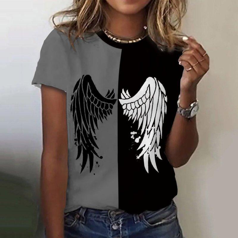 Fashion Wings 3D Print T-Shirts Women Summer O-Neck Short Sleeve T Shirt Harajuku Tops Y2k Casual Oversized Tees Female Clothing
