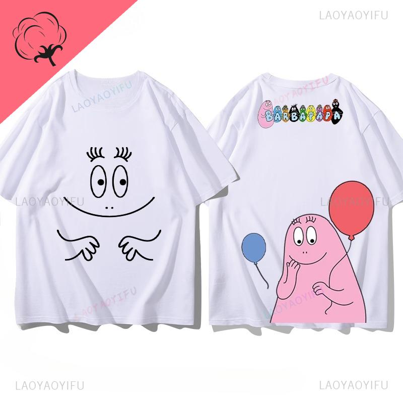 Famous Cartoons Barbapapa Double SidedPrinted T Shirt Casual Funny Kawaii Tops Boys Girls Aesthetic Teenager Outfits Graphic