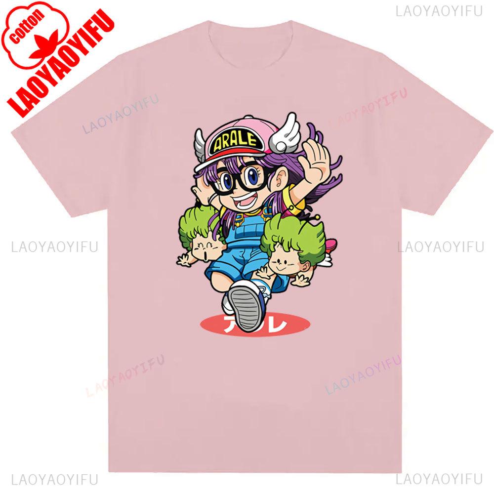 Anime DrSlump Y2k Hemden Sommer T-Shirt Arale Designer Harajuku Grafikbekleidung Damen Lässiges T-Shirt Baumwoll Tops Kawaii Kleidung