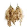Bohemian Feather Tassel Drop Earrings Lightweight Hypoallergenic Handmade Feather Ear Drops Jewelry For Women