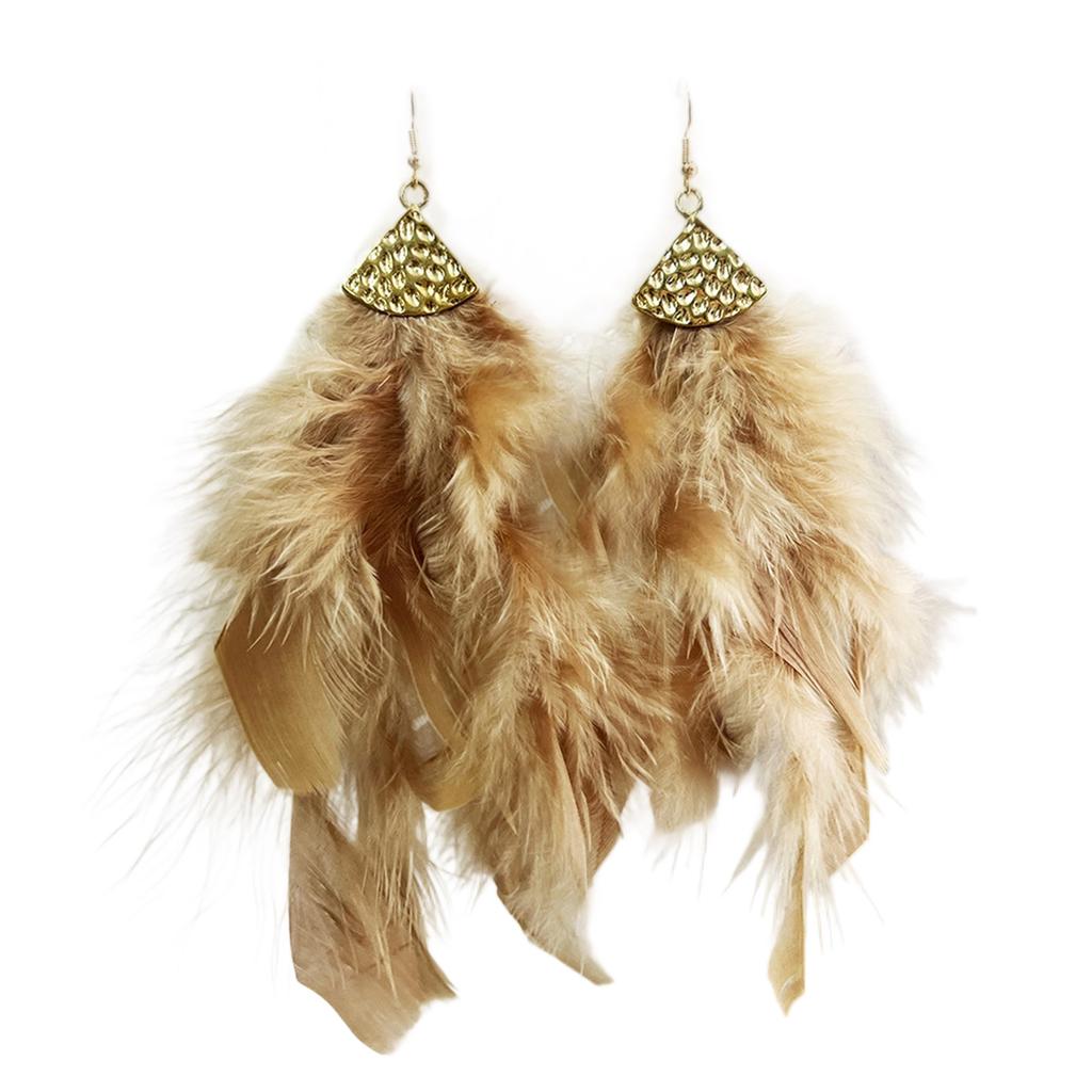 Bohemian Feather Tassel Drop Earrings Lightweight Hypoallergenic Handmade Feather Ear Drops Jewelry For Women