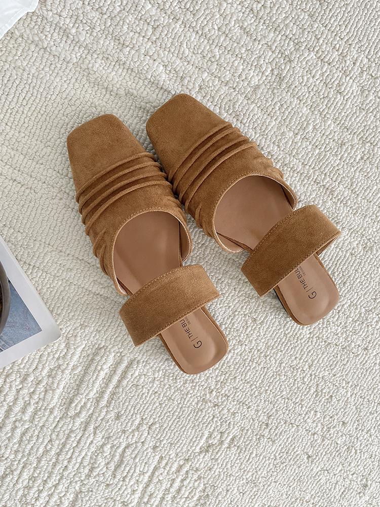 Fashion Fashion Sandals New Outdoor Beach Dress Slides Flats Mules Shoes Women Suede Slingback Slippers Casual Cozy Female Zapatillas