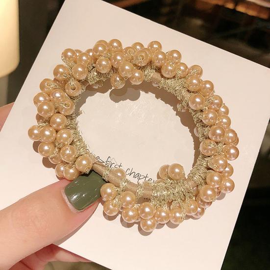 Fashion Women Girls Faux Pearl Ponytail Holder Hair Tie Ring Rope Accessory