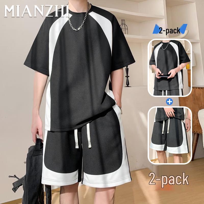 

Men s Waffle Knit Short Sleeve T-Shirt & Shorts Sport Set L