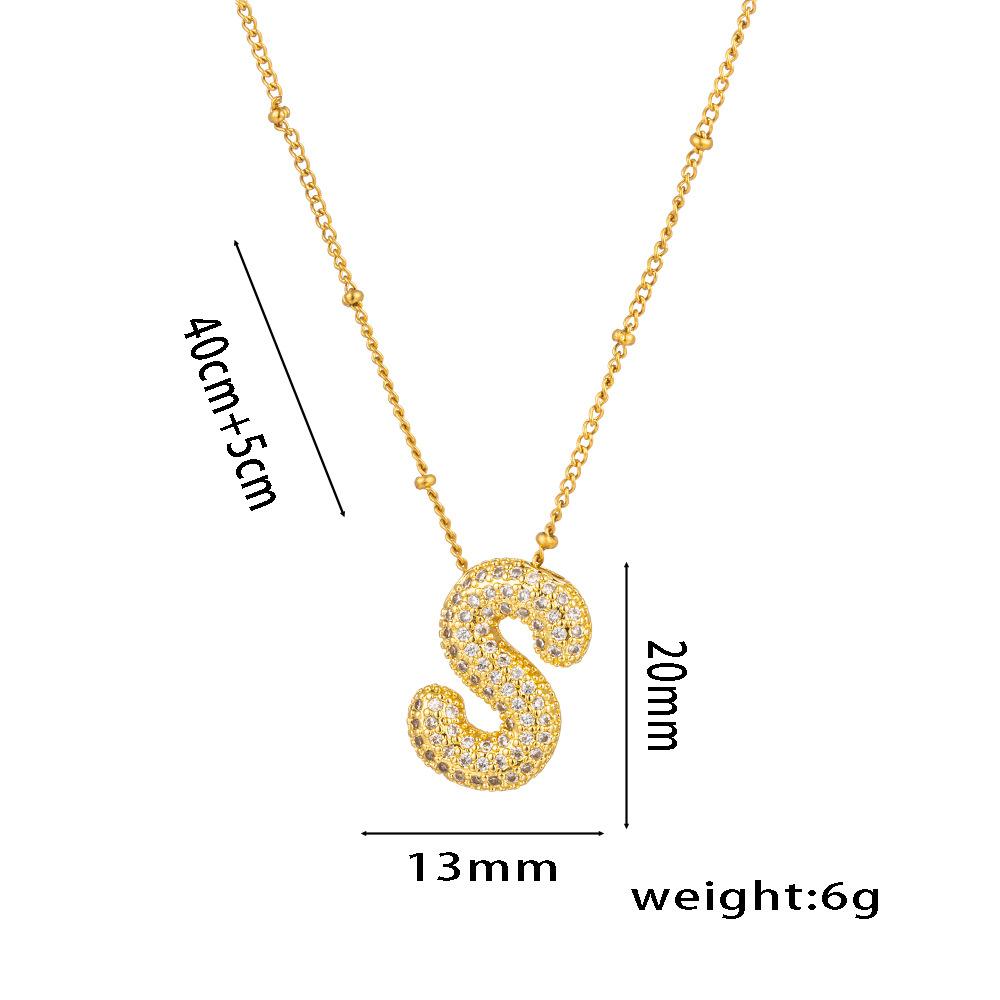 Fashion 26 Bubble Letter Initial Pendant18k Gold Plated Micropaved Full Zirconia Stone Chain Couple Necklace Women Jewelry
