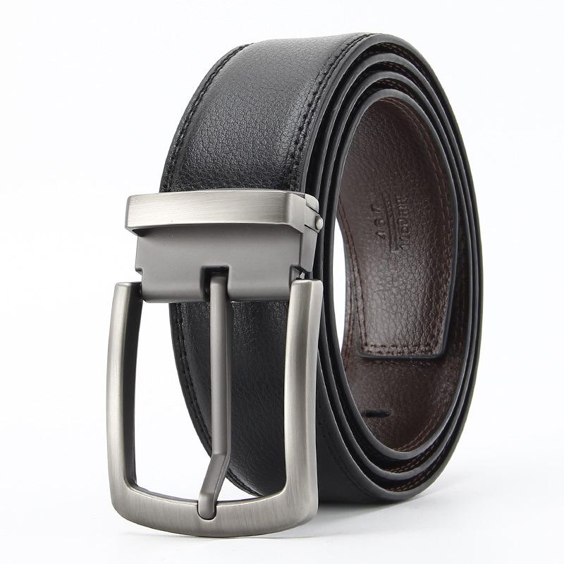 

Мужской ремень с игольной пряжкой из натуральной коровьей кожи, корейский деловой и повседневный ремень из коровьей кожи второго слоя, мужской ремень 110-130CM