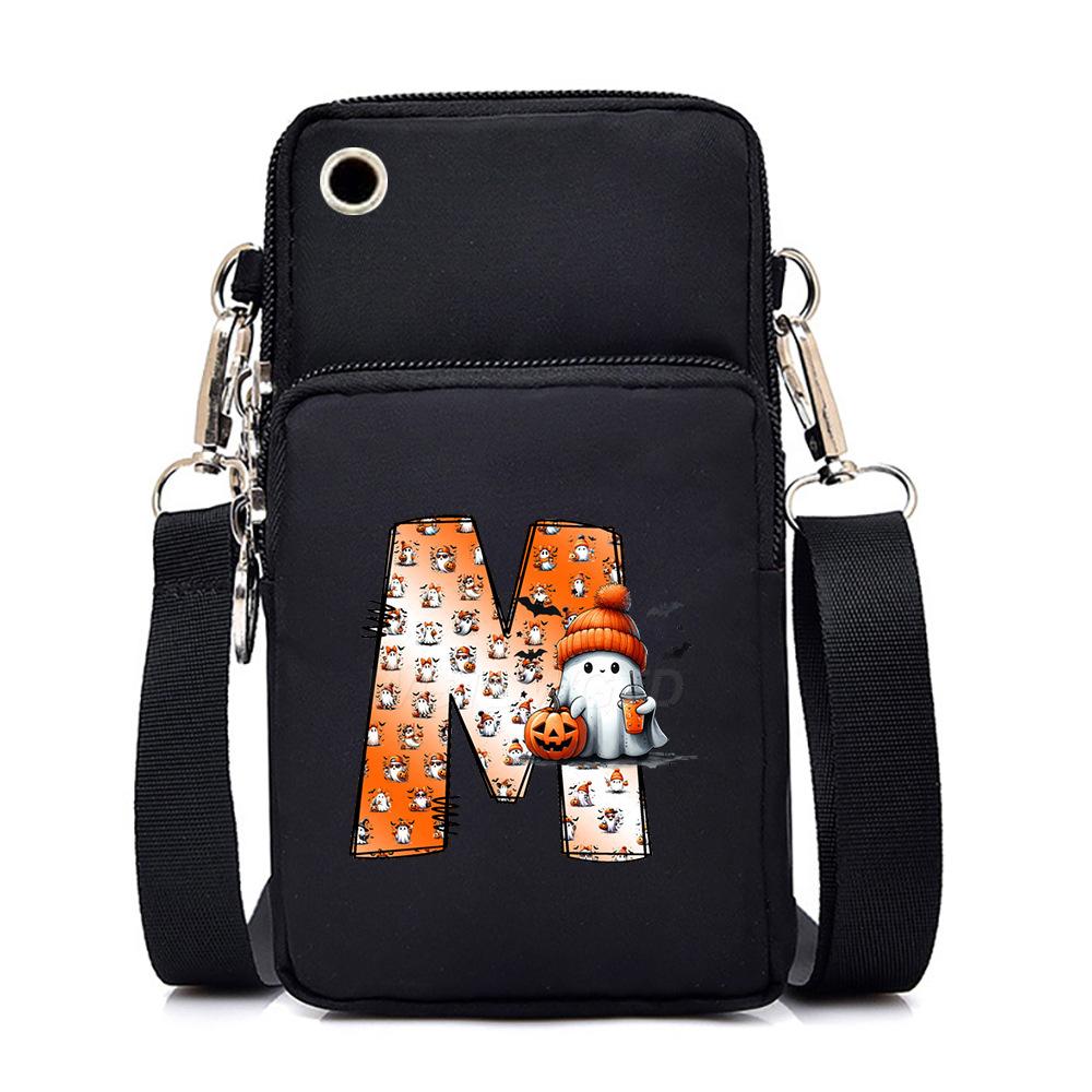 Halloween letter printing trend mobile phone bag vertical square black messenger bag change bag