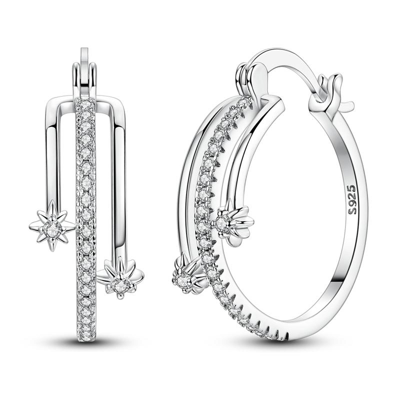 New 925 Silver Earrings Simple Bow Strawberry Butterfly Hoop Stud Earrings for Wedding Party Women Jewelry Girls