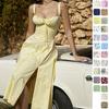 Women's Spring Solid Color High-waisted Wide-leg Jumpsuit with Half-open Collar