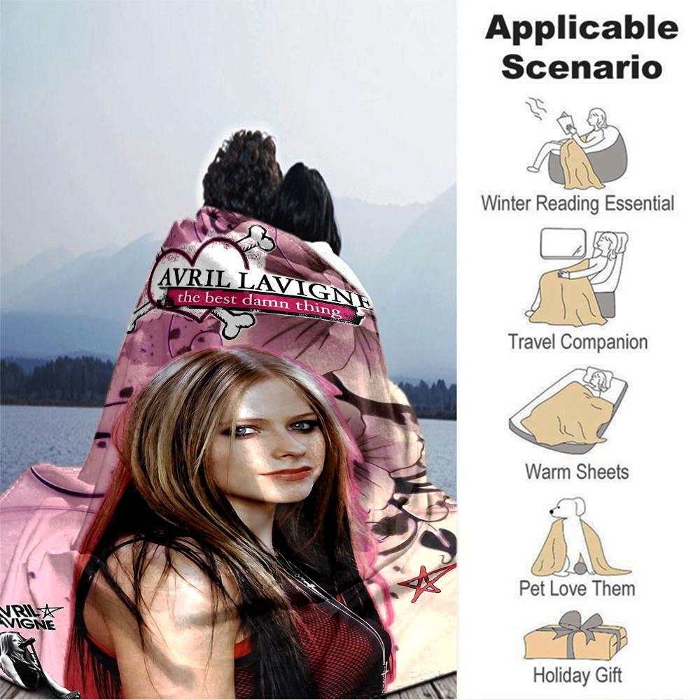 Avril Lavigne'S Floral Heart Blanket Soft Throw Blanket For Home Bedroom Bed Sofa Travel Office Solid Christmas Blanket