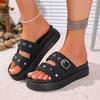 Fashion 2025 Summer Fashion Rivet Roman Flats Sandals for Women Thick Soled Open Toe Casual Slippers Outdoor Beach Sandals 35-40