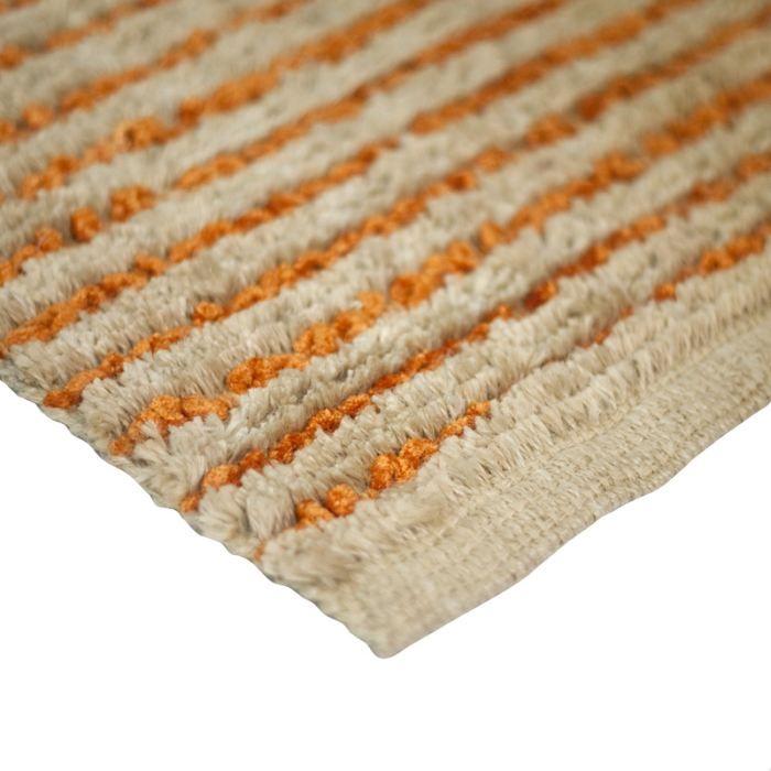 Handmade Jute Rug LIGNES - STABILO - 60 X 90 Cm - Orange / Beige