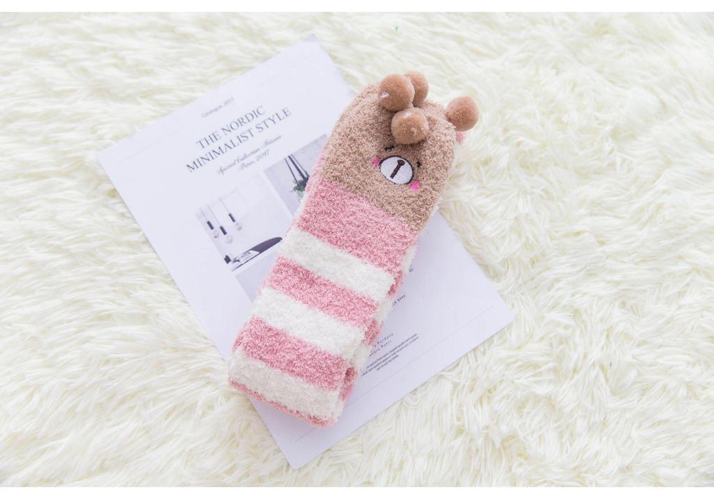 2020 Autumn/Winter Women's Coral Over-the-Knee Socks with Thickened Length and Cartoon Animal Patterns