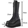 Fashion Punk Women Platform Boots Elastic Microfiber Chunky Heel Mid-calf Ladies Boots 2024 Spring Autumn Brand Black Goth Women Shoes