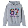 Felpa con Cappuccio per Bambini Divertente Stampa 67 Foderata in Pile Ragazzi Casual Sportiva Felpa con Cappuccio Top
