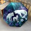 1 PC Automatic Folding Umbrella - Wolf Family Pattern, Portable & Foldable Design with 8 Ribs, Christmas Birthday Gifts