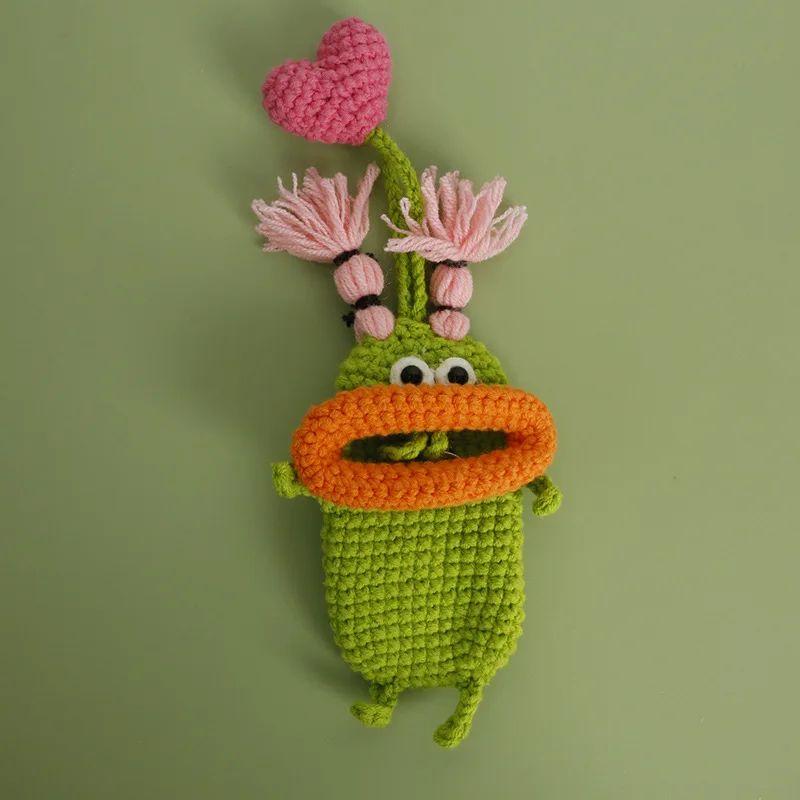 Lustige Häkel-Schlüsselanhänger Stricken Niedliche Wurstmund-Puppe Schlüsselhalter Nützliche Gestrickte Aufbewahrungstasche Schlüsselanhänger Für Autoschlüssel Großhandel