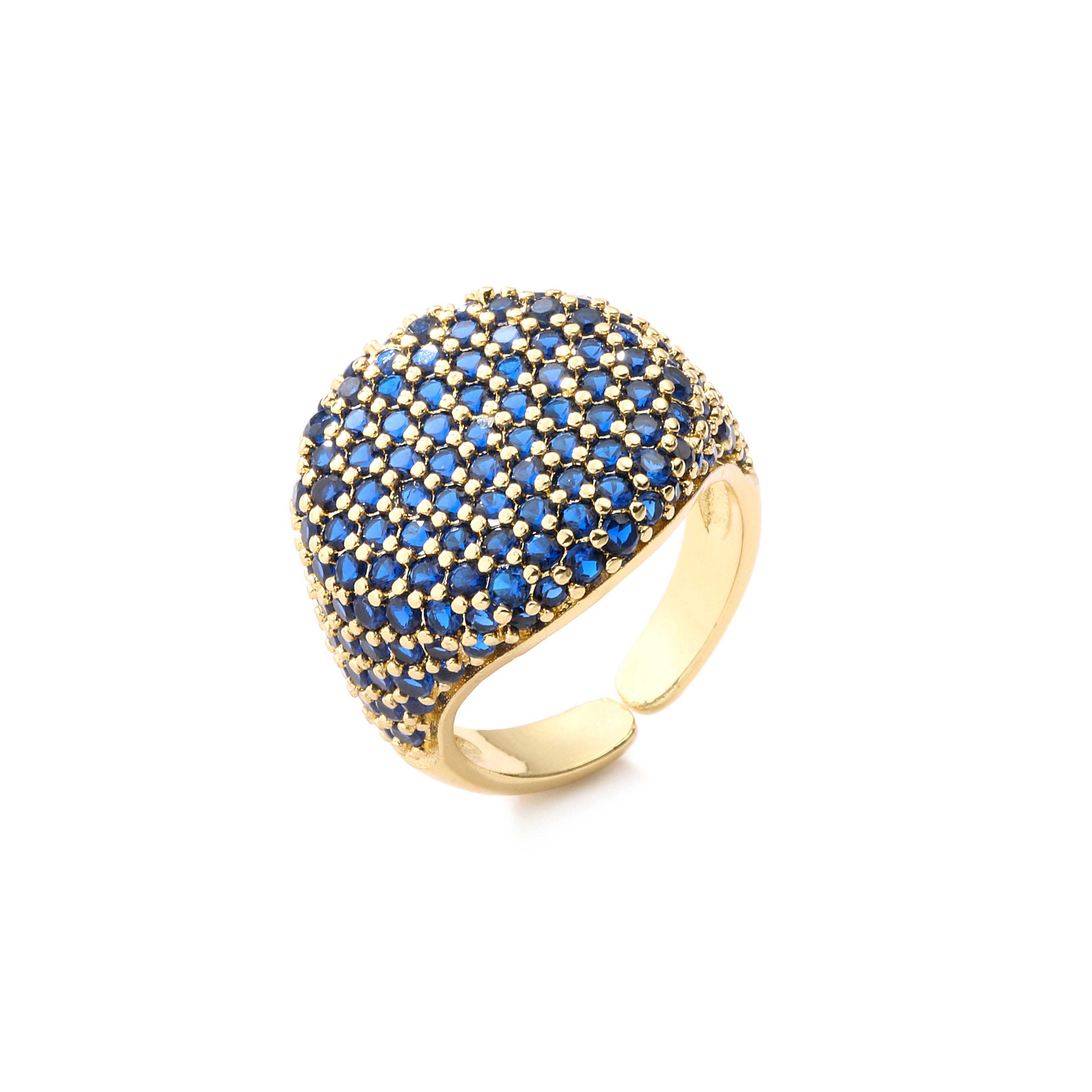 Round Geometry Big Ring for Women,Full Colorful Cubic Zircon Stone Finger Ring,Punk Statement Jewelry