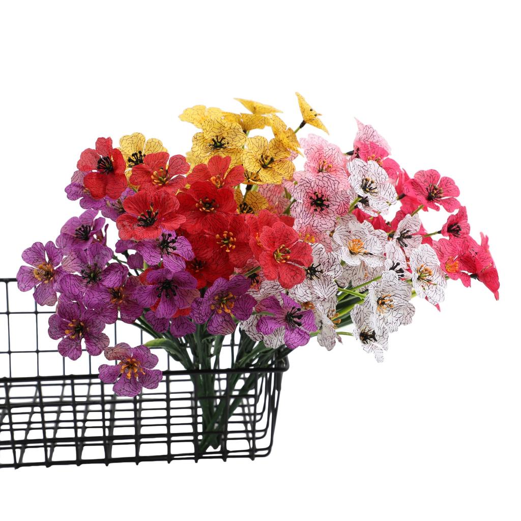 Purple Artificial Spring Flowers Lifelong UV Resistant Fake Plastic Plants for Outdoor Home Decor Garden Beds Patio Kit