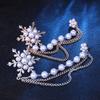 Diamond Studded, Ice Flower Pearl Snowflake Tassel Brooch, Women's Chain Snowflake Chest Flower, Korean Version Brooch, Pendant Accessories