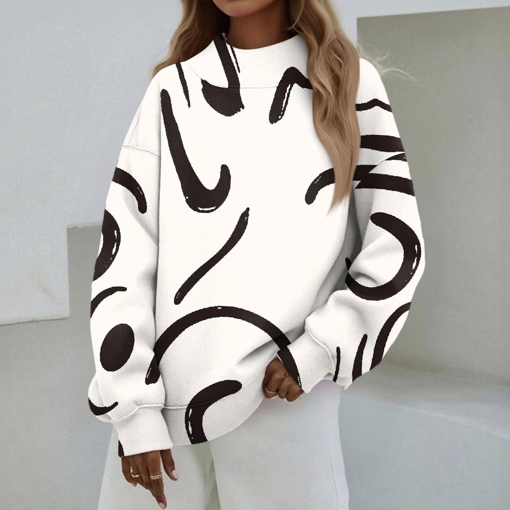 Mock Neck Sweatshirt Women Fall Comfort Oversized Sweatshirt Dressy Pullover Sweatshirts No Hood Cozy Turtleneck Tops