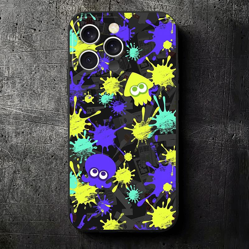 S-Splatoons Game Soft Phone Case for iPhone 16 16E 17 Air 15 Pro Max 14 Plus 13 Mini 11 12 7 Black Cover Back Shell