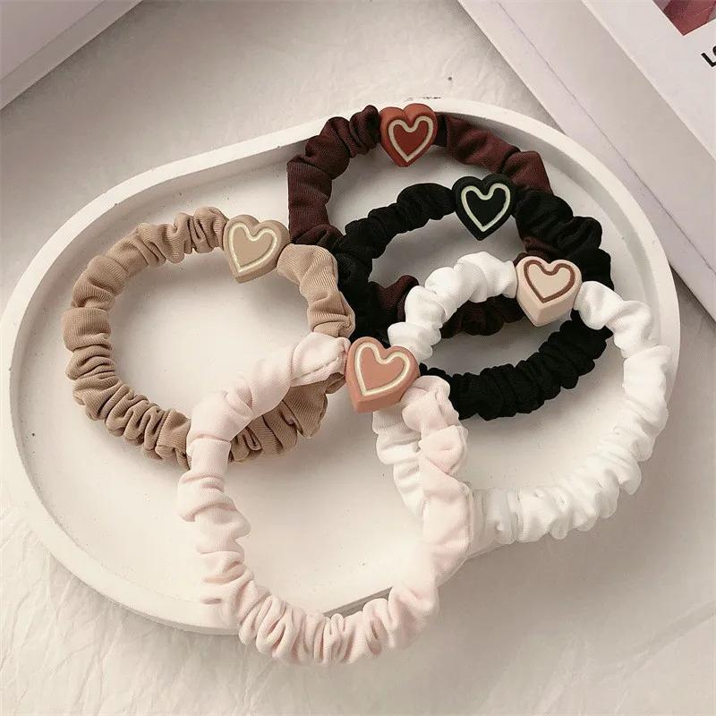 Elasticity Rubber Band Simple Temperament Solid Color Love Hair Ring Hair Accessories High Ponytail Durability for Women