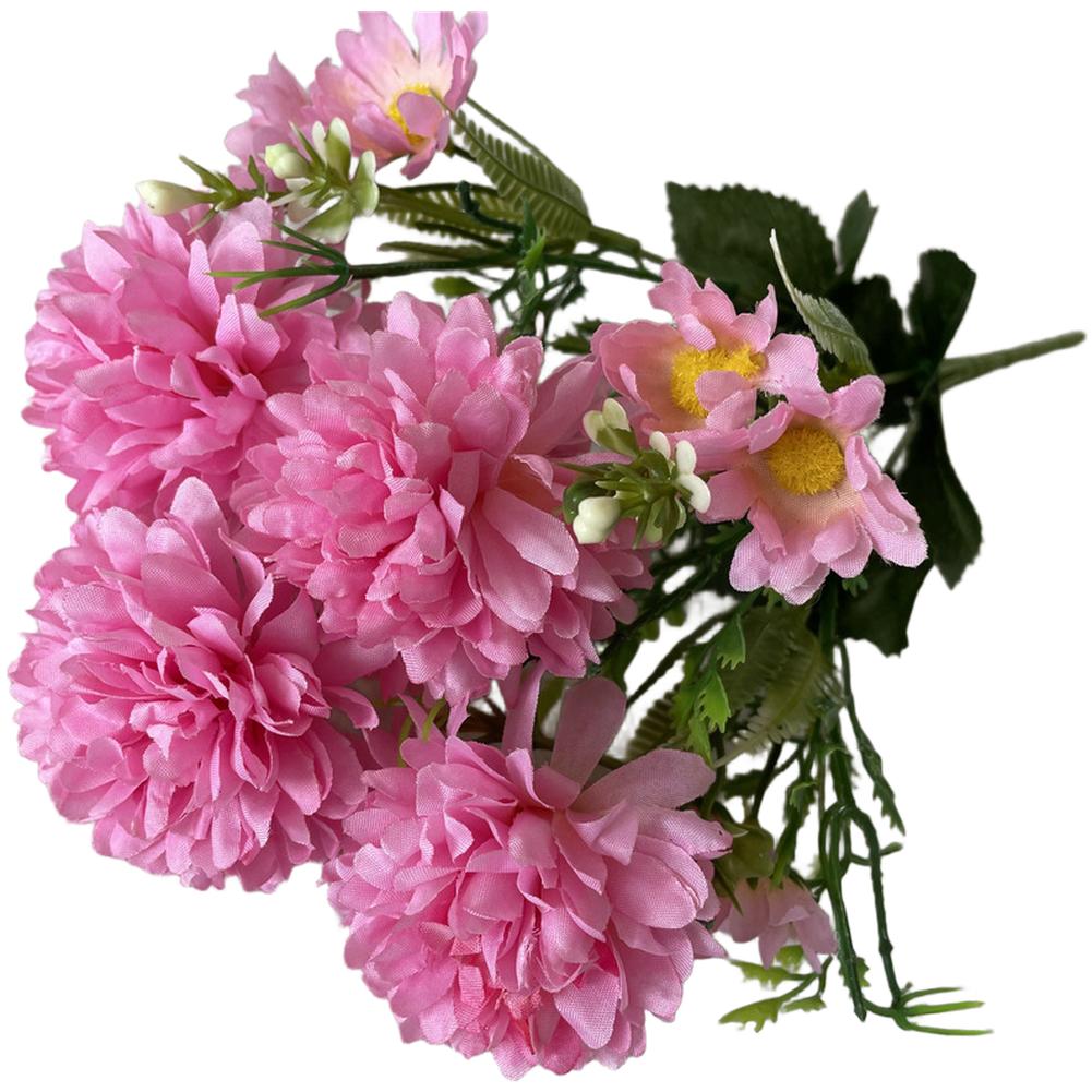 Plastic Artificial Chrysanthemum Bouquet with 7 Branches 4 Large 3 Small Blooms for Year Round Home Decor Display
