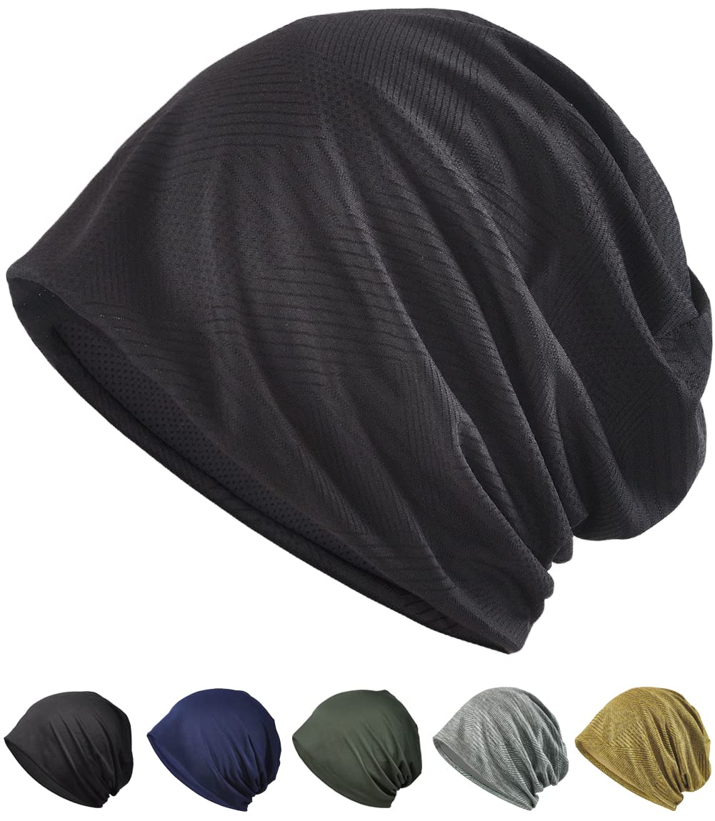 

Andeor Knit Hat for Men and Summer Cooling to the Lightweight and Refreshing No Knit Care Knit Solid Slimming Unisex Women, [-5° Touch, Material, чёрный