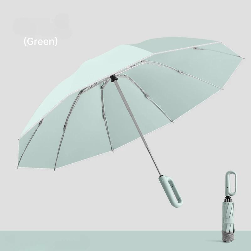 Buckle Automatic Folding Umbrella for Men, Reverse Reflective Strip, Windproof, Outdoor Sports, Rain Umbrellas Women Parasol